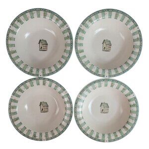 Pfaltzgraff Naturewood Bowls Rimmed Soup Cereal Stoneware USA Vintage Lot of 4